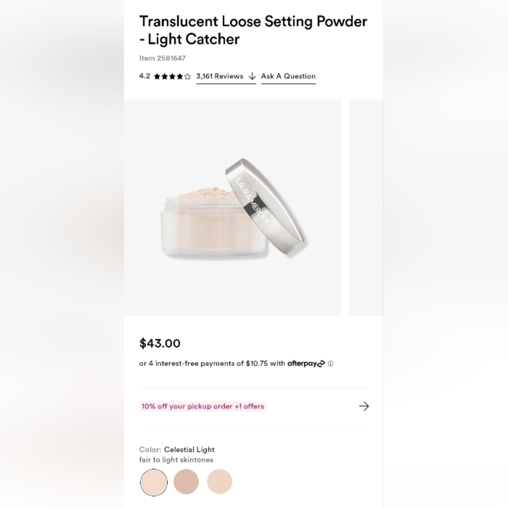 Laura Mercuer Translucent Loose Setting Powder and Powder Puff